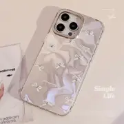 Silver Grey Bow Tie Back Cover For iPhone 16 15 14 13 12 11 Pro Max Plus Case AU