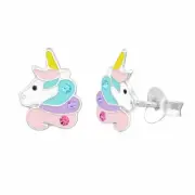 Solid 925 Sterling Silver Studs Unicorn Push Back Earrings