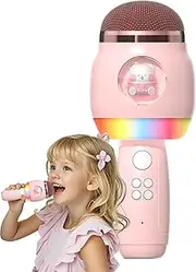 Singing Microphone For Kids - Wireless Singing Microphone | Wireless Cartoon Kids Microphones Karaoke With LED Lights | Portable Singings Supplies, Mic Speaker For Girl Boy Children Adults