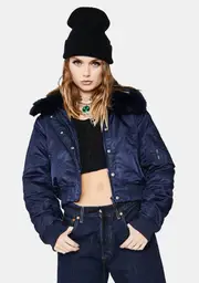 [BDG] Faux Fur Bomber Jacket