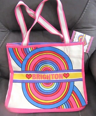 Brighton Rainbow Bright Canvas Tote Bag Purse- pink-heart colorful-Tom Clancy