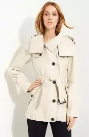Burberry London Belted Linen Parka Size 10 US Retail $1,195 New