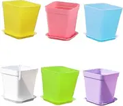 GANAZONO 12 Pack Plastic Square Flower Pots Decorative Plant Nursery Pans Mini Flower Holders Drainage for Decorative Pots Set Decor