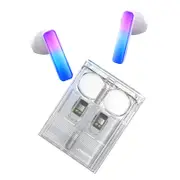 Wireless Earbuds Bluetooth 5.3 Touch Control with Clear Charging Case & Light-White