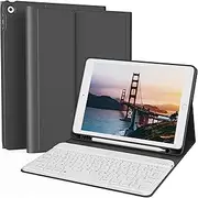 KVTVOU ipad 9th Generation 2021/8th Gen 2020/7th Gen 2019 Keyboard Case with Pencil Holder, Soft TPU Back Cover, Magnetic Detachable Wireless Bluetooth Keyboard for ipad 10.2 inch, Black