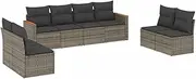 vidaxl Garden Sofa Set - 8 Piece Grey Poly Rattan Modular Outdoor Garden Seating Set with Storage + Cushions