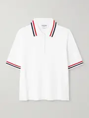 [Thom Browne] Thom Browne - Striped Jersey Polo Shirt - White - IT42 IT 42 White