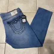 $199 NEW True Religion Geno Flap Big T Men's 34x32 Slim Jeans Medium Frost