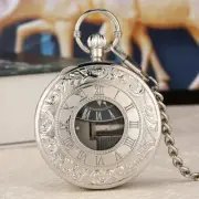 Musical Movement Pocket Watch Quartz Swan Lake Pendant Chain Roman Numerals Dial