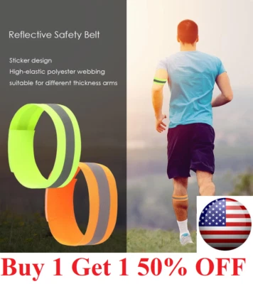 2Pcs Safety Reflective Arm Leg Band Belt Strap Sport Night Running Cycling