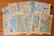 Maps Atlas Travel Ephemera Scrapbooking Junk Journal Paper Pack of 12 Sheets