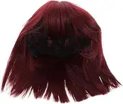 NULYLU Realistic Wine Red Bob Wig Short Synthetic Hair with Bangs for Cosplay Daily Wear Natural Looking Hair Replacement Wigs for Women Stylish Party Accessory