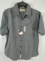 Penguin Men's Blue Striped Short Sleeve Button Up Shirt XL