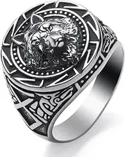 [SOBHART] Viking Rings for Men Stainless Steel Norse Spinner Rings for Men Women, Viking Runes Band Ring Jewelry Size 8-13