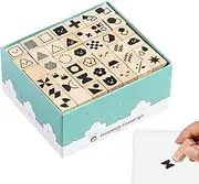 Wood Stamp Set | Educational Scrapbook Stamps - Geometry Animal Stamping Printing Toy Kit, Set of 42 Scrapbook Supplies for Kids