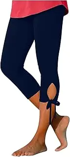 [Generic] Womens Capris for Summer Dressy Cropped High Waist Yoga Pants Comfy Stretchy Leggings Workout Compression Pants, Navy-f, 3X-Large