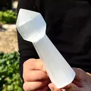 300G Natural Selenite Tower lighthouse CarvedQuartz Crystal Wand Healing