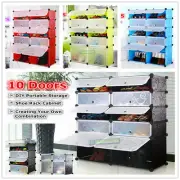 10 Doors DIY Shoe Cabinet Rack Portable Stackable Storage Cloth Toys Organizer