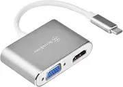 Silverstone SST-EP16C - USB Type-C to VGA and HDMI Adapter, HDMI Supports 4Kx2K@30Hz, VGA Support 1920x1200@120Hz, Dual Screen Display