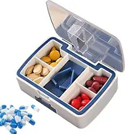 Pill Case with Cutter | Travel Pill Container Grinder Cutter,Pill Box Cutter for Small Or Large Pills, Small Medicine Case Supplement Dispenser Holder, Portable Pill Crusher for Purse Pocket