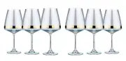 Glasstar Belt Blue 12 Oz Handmade Wine Crystal Glasses on Stem, Set of 6
