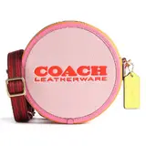 在飛比找民視消費高手優惠-【COACH】字母LOGO皮革拉鍊圓餅包-粉紅