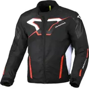 Macna Tazar 2.0 waterproof Motorcycle Textile Jacket, black-white-red, Size XL for Men Black White Red
