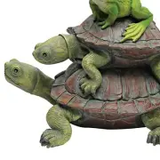 Lucky Turtle and Frog Garden Statue - 11" Long, Artisan Hand-Painted Decor