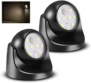 Wireless Battery-Powered Motion Sensor LED Light – IP65 Waterproof, 360° Adjustable Outdoor Wall Spotlight (Cool White, 2 Pack)
