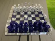 Mother of Pearl Chess Set Top, Marble Chess Top With Pieces, Chrismtas Gifts