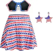 [Guiwuqk] Girls Metallic Skirts Shiny Mini Skater Sparkly Festival Outfit Skirt with Same Color Accessories