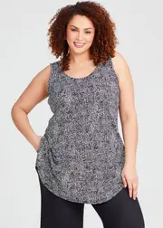 [TS] Taking Shape Natural Favourite Tank Size 16 in Winter White / Print, Viscose - Plus Size Women's Clothing Winter White / Print