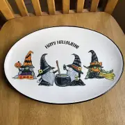 Cobwebs & Cauldrons Halloween GNOME Witch Wizard Platter Tray Plate NWT