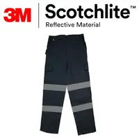 在飛比找樂天市場購物網優惠-彈性腰圍深藍前後口袋反光耐磨工作褲 3M Scotchlit