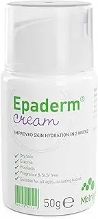 Epaderm Cream for Eczema, Psoriasis and Dry Skin 50g pump | 2-in-1 emollient formulated with clinically proven ingredients | Free from fragrance, colour, steroids, sodium lauryl sulphate (SLS) | Suitable for all ages, including babies