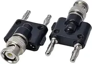 2 Pack BNC Male to Dual Banana Male Adapter, tunghey BNC Male to Dual Banana Male Plug Jack Binding Posts RF Coaxial Adapter BNC to BNC Male Banana Coax Jack Splitter Connector