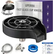 UPERRA Glass Rinser for Kitchen Sink - Quick Faucet Cup Washer for Sink with Complete Kit, Ideal Cleaner for Cups, Baby Bottles, Kitchenware and Bar Glassware (Black, ABS)
