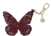 NWT SANGRIA Brahmin 3D Leather Butterfly Tassel Fob Purse Charm Keychain