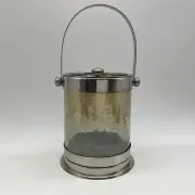 Cynthia Rowley Ice Bucket Crackled Gold Glass Body, With Lid