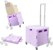 New Honshine Stair Climbing Foldable Cart Collapsible Rolling Crate, Lavender