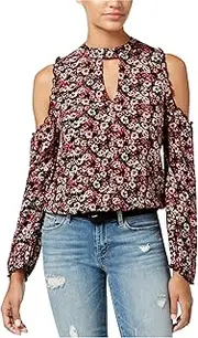 [American Rag] Womens Juniors Floral Cold Shoulder Casual Top