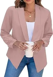 [BOFETA] Women Lightweight Long Sleeve Blazer Casual Open Front Business Blazer Notched Collar Slim Work Office Blazer