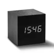 GINGKO Sound Activated Black Cube Click Designer Clock Alarm Temperature