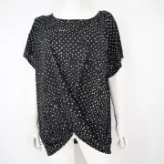 TAHARI Tunic Shirt Plus Size 2X Black Polka Dots Womens