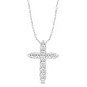Meera Cross Necklace with 1/4ct of Laboraory Grown Diamonds in 9ct White Gold