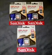 SanDisk Ultra Plus 64GB SD Card X 3 Class 10, 150MB/s, SDXC, UHS-I, V10
