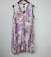 Virtuelle Taking Shape Womens Size 16 Purple White Tunic V Neck Sleeveless Dress