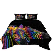 Cool Rainbow Striped Zebras Coverlet