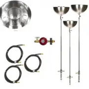 DIY Complete 3pk 32" Tall Portable Propane Tiki Torches; Torch24BCK-3PK