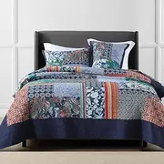 Luxury Quilted 100% Cotton Coverlet/Bedspread Set Patchwork Quilt King Super King Size Bed 250x270cm Maddison
